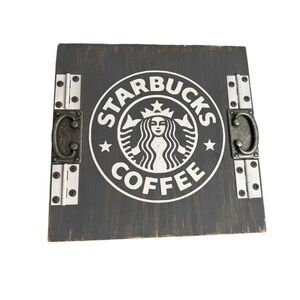 Starbucks Handmade Rustic Tray Farmhouse Distressed